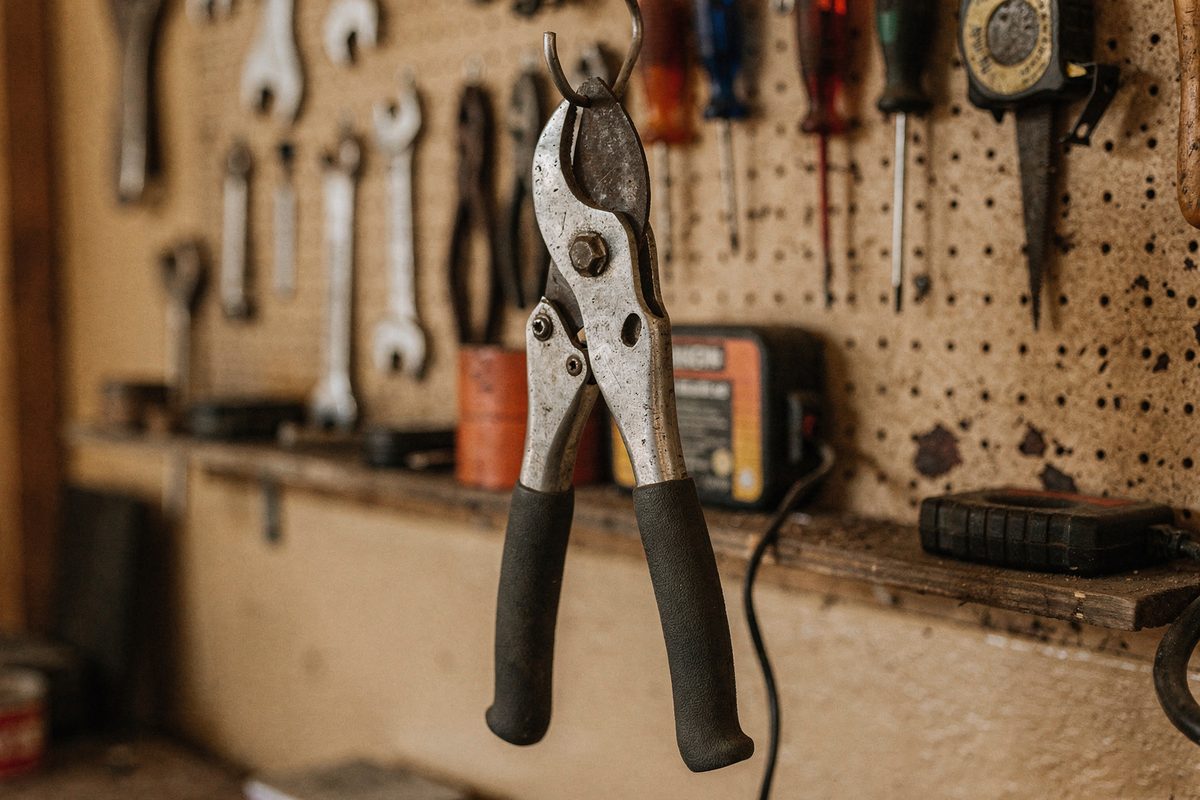 Bypass loppers hanging on a shop display shelf